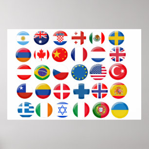 Countries icons set poster