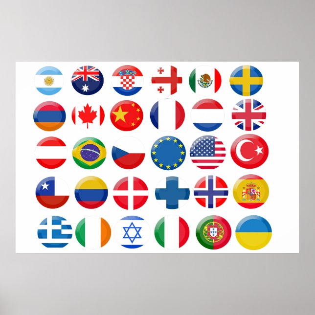Countries icons set poster (Front)