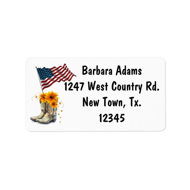 Country American Boots Return Address Label (Front)
