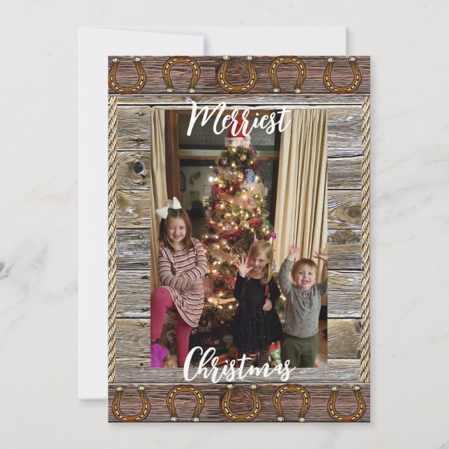 Country and Western Christmas Personalised Photo   Holiday Card (Front)