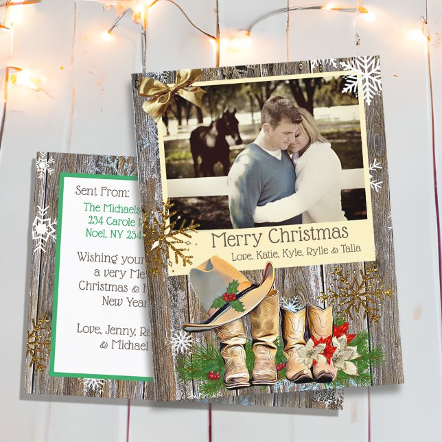 Country and Western Cowboy Boots Christmas Card (Creator Uploaded)