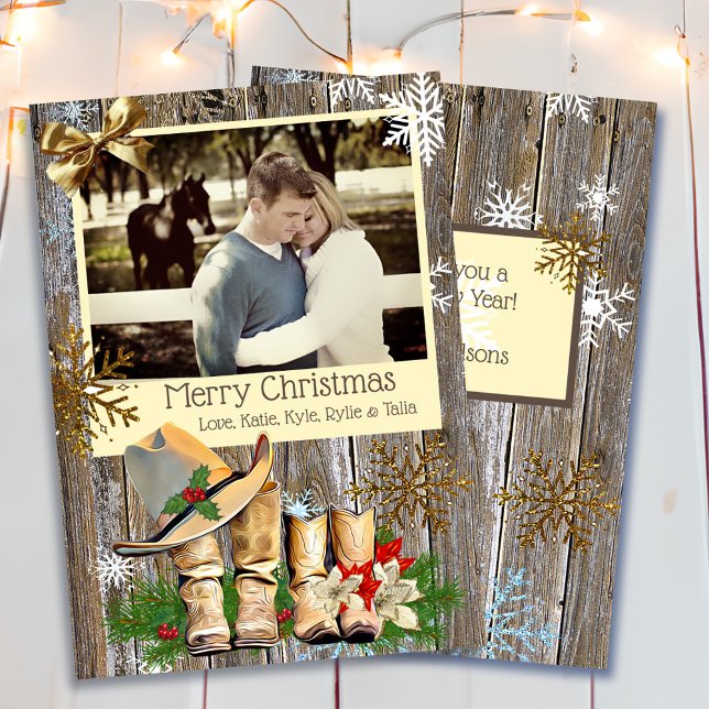 Country and Western Cowboy Boots Christmas Card (Creator Uploaded)