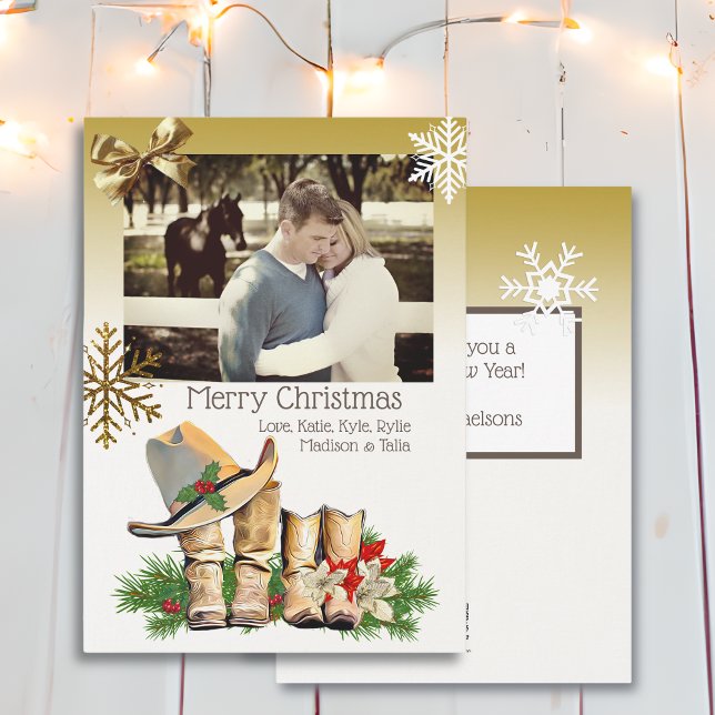 Country and Western Cowboy Boots Christmas Card (Creator Uploaded)