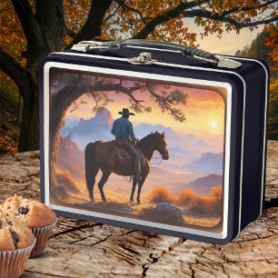 Country and Western Cowboy Horse  Metal Lunch Box