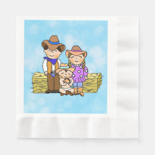 Country and Western Cowboy Themed Boys Baby Shower Napkin