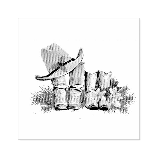 Country and Western Rustic Boots and Hats Christma Rubber Stamp (Imprint)
