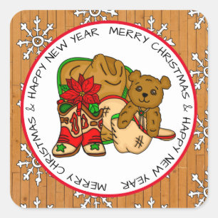 Country and Western Rustic Christmas   Square Sticker