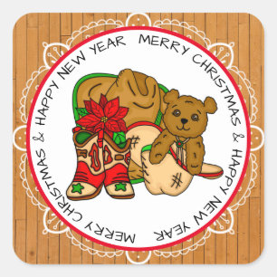 Country and Western Rustic Christmas   Square Sticker