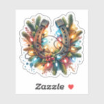 Country and Western Rustic Horseshoe Christmas<br><div class="desc">Ai watercolor illustration of a rustic country and western horseshoe decorated in festive Christmas lights and pine branches.</div>
