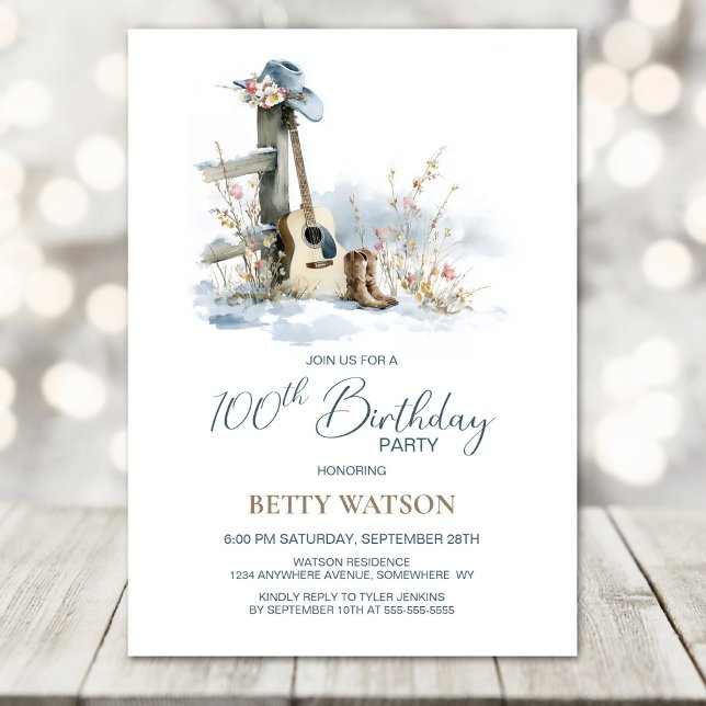Country and Western Winter 100th Birthday Party Invitation (Creator Uploaded)