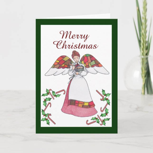 Country Angel Christmas Greeting Card (Front)