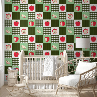 Country Apple Amish Quilt Cartoon Original Pattern Wallpaper