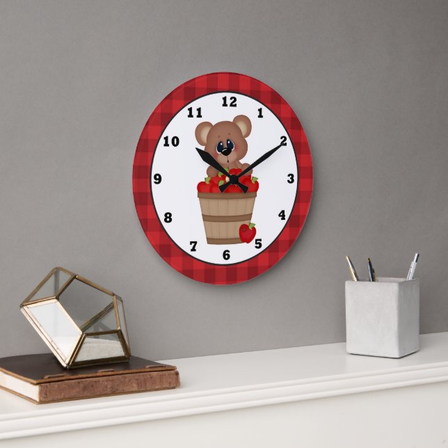 Country Apple Bear Kitchen wall clock (Office)