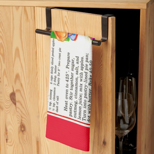Country Apple Pie Recipe Tea Towel (Thirds Fold)