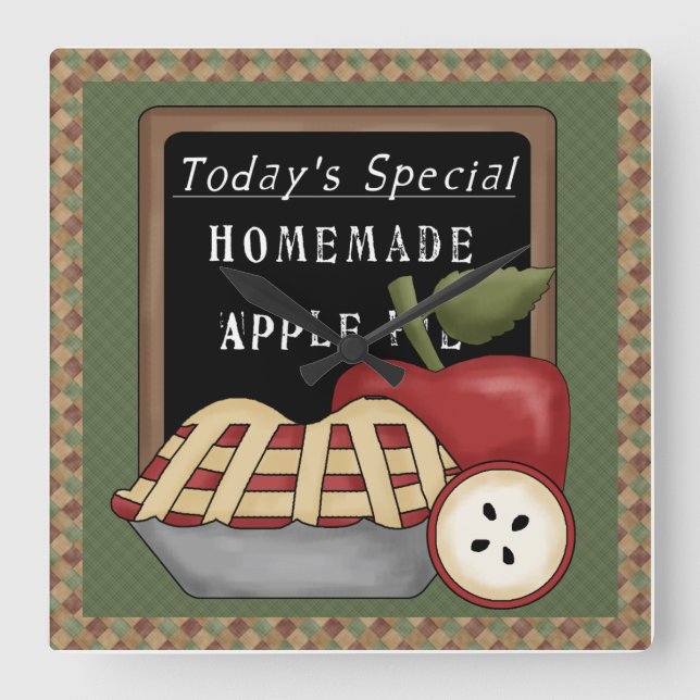 Country Apples - Homemade Apple Pie Wall Clock (Front)