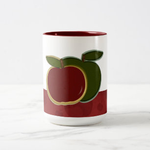 Country Apples (red border) Large Two-Tone Coffee Mug