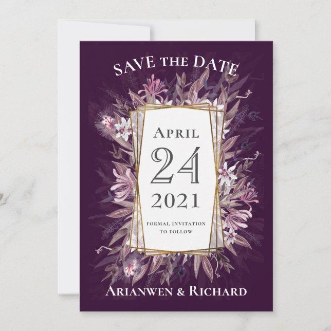 Country art floral wedding save the date invitatio invitation (Front)