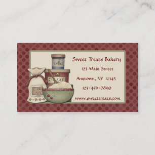 Country Baking, Maroon Dots Business Card