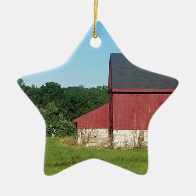 Country Barn Ceramic Tree Decoration (Front)