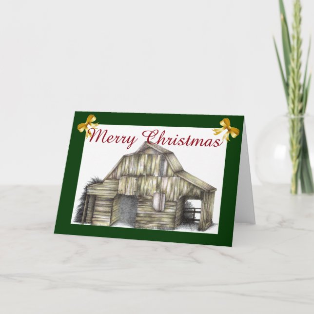 Country Barn Christmas Greeting Card (Front)