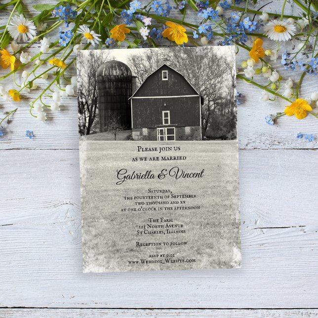 Country Barn Farm Wedding Invitation (Invite guests to your farm marriage ceremony with this Country Barn Wedding Invitation.)