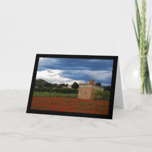 Country Barn in Poppy Field Card