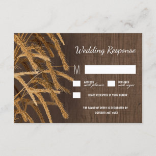 Country Barn Rustic Hay Wheat Wedding RSVP Cards