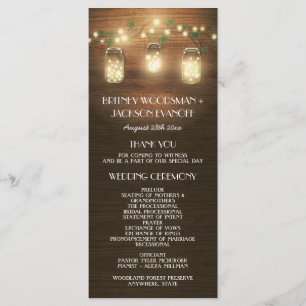 Country Barn Rustic Mason Jar Wedding Programs Programme