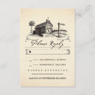 Country barn rustic wedding RSVP cards