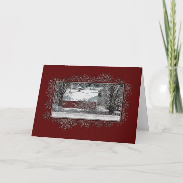 Country Barn Snowscene Christmas card (Front)