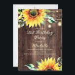 Country Barn String Lights Sunflower 21st Birthday Invitation<br><div class="desc">Rustic wood,  yellow sunflowers with greenery,  sparkling string lights,  and lanterns 21st country barn-style birthday party invitation for women.</div>