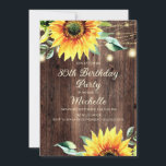 Country Barn String Lights Sunflower 80th Birthday Invitation<br><div class="desc">Rustic wood,  yellow sunflowers with greenery,  sparkling string lights,  and lanterns 80th country barn-style birthday party invitation for women.</div>