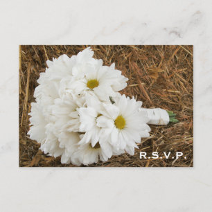 Country / Barn Wedding RSVP - Daisy Bouquet & Hay