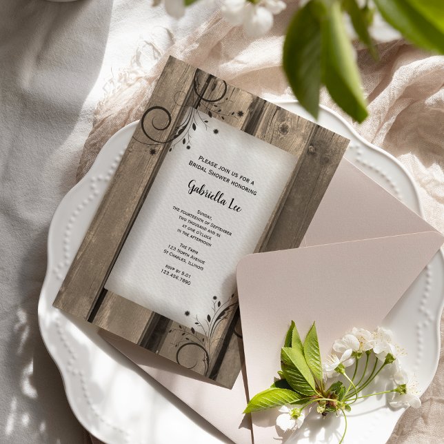 Country Barn Wood and Flowers Bridal Shower Invitation (Creator Uploaded)