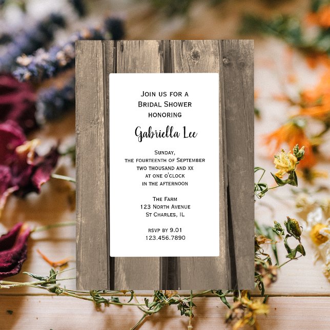 Country Barn Wood Bridal Shower Invitation (This charming invite is perfect inspo for your casual barn party bridal shower.)