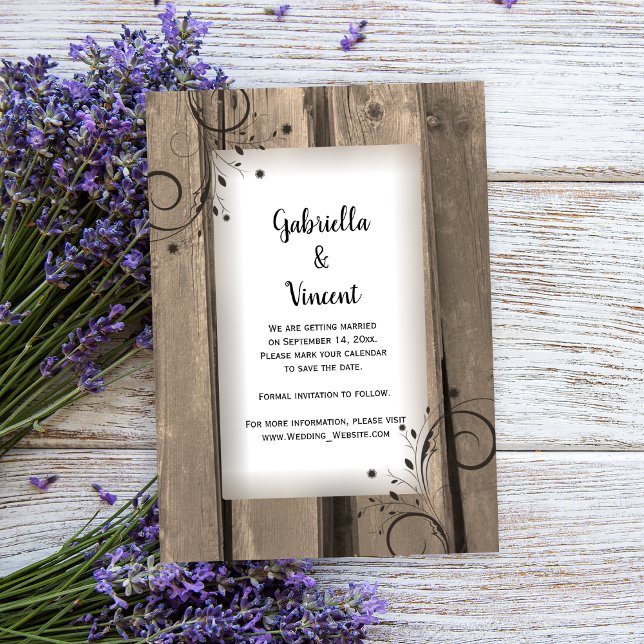Country Barn Wood Flowers Wedding Save the Date Invitation (Set a rustic tone for your barn party wedding with this charming save the date announcement.)