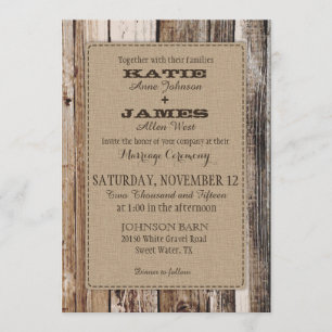 Country Barn Wood Rustic Wedding Invitation Card