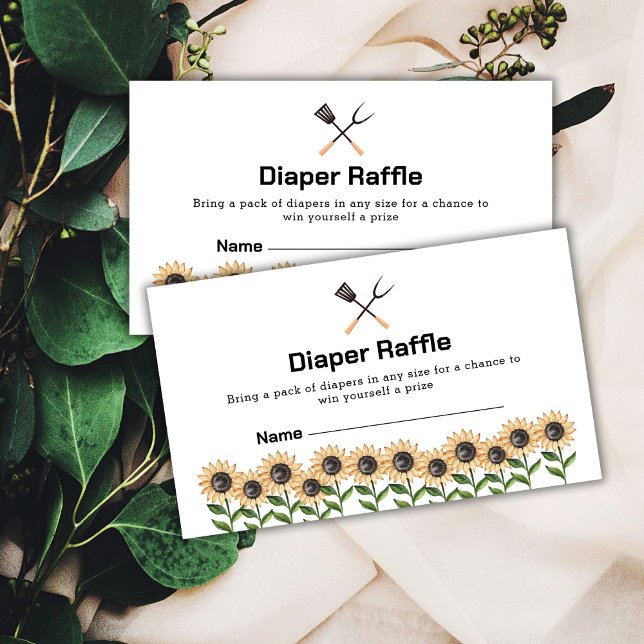 Country BBQ Sunflower Diaper Raffle Baby Shower  Enclosure Card (Country BBQ Sunflower Diaper Raffle Baby Shower Enclosure Card)