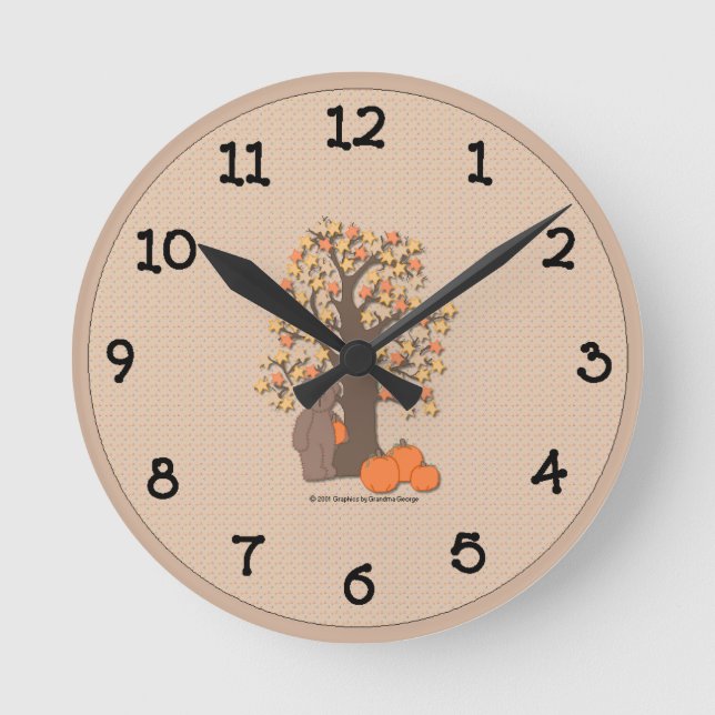 Country Bear Autumn Wall Clock (Front)