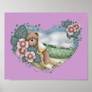 Country Bear in a Heart Print