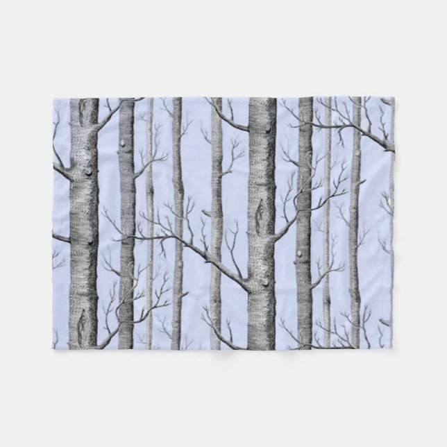 Country, Beautiful  Aspen Trees on Blue Fleece Blanket (Front (Horizontal))