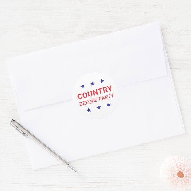 Country Before Party Political Classic Round Sticker (Envelope)