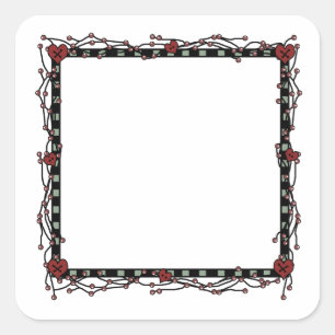 Country Berries, Twigs & Hearts Square Wreath Sticker