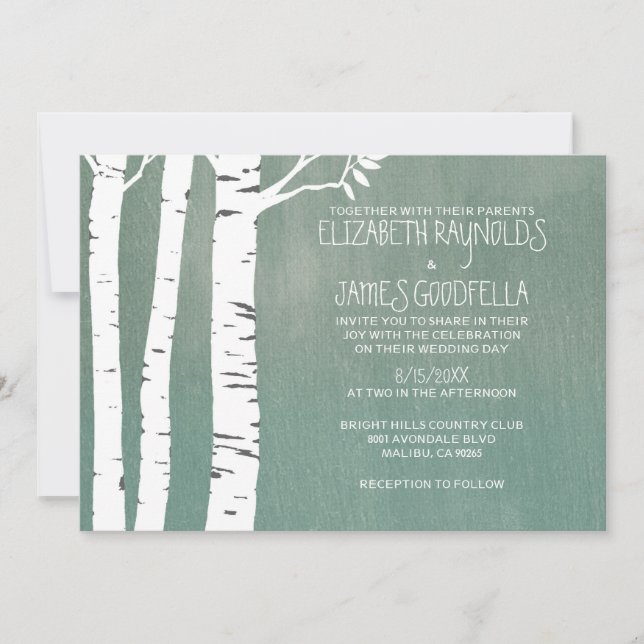 Country Birch Tree Wedding Invitations (Front)