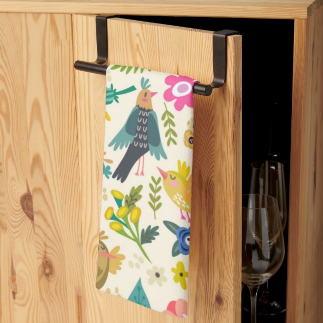 Country Birds & Blossoms Colourful Towel (Thirds Fold)