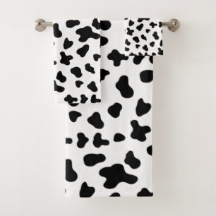 Country Black and White Cow Pattern  Bath Towel Set