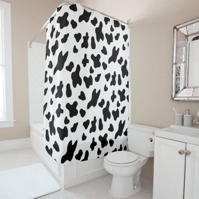 Country Black and White Cow Spots  Shower Curtain (In Situ)