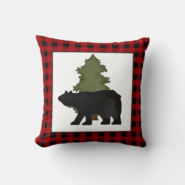 Country black bear home decor throw pillow (Front)