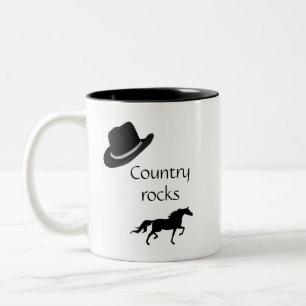 Country Black Hat & Horse Two-Tone Coffee Mug