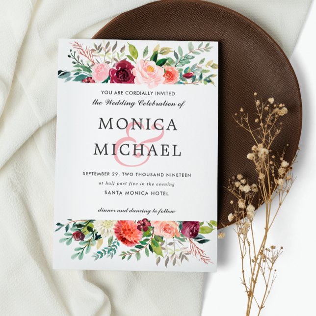 Country Bloom | Autumn Flowers Chic Wedding Invitation (Creator Uploaded)